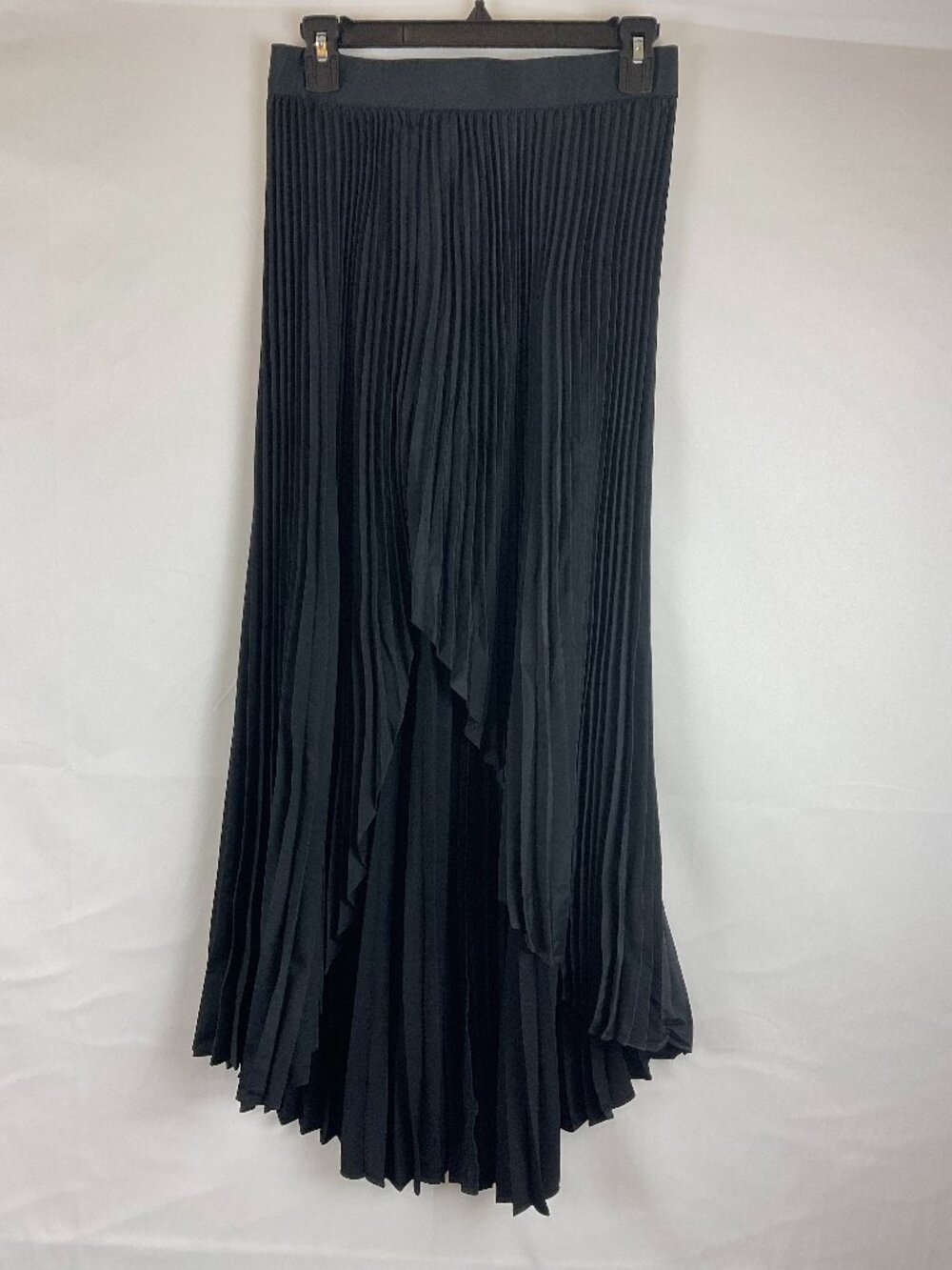 Ramy Brook Skirt S Black Pleated Elastic Waist Tulip Hem